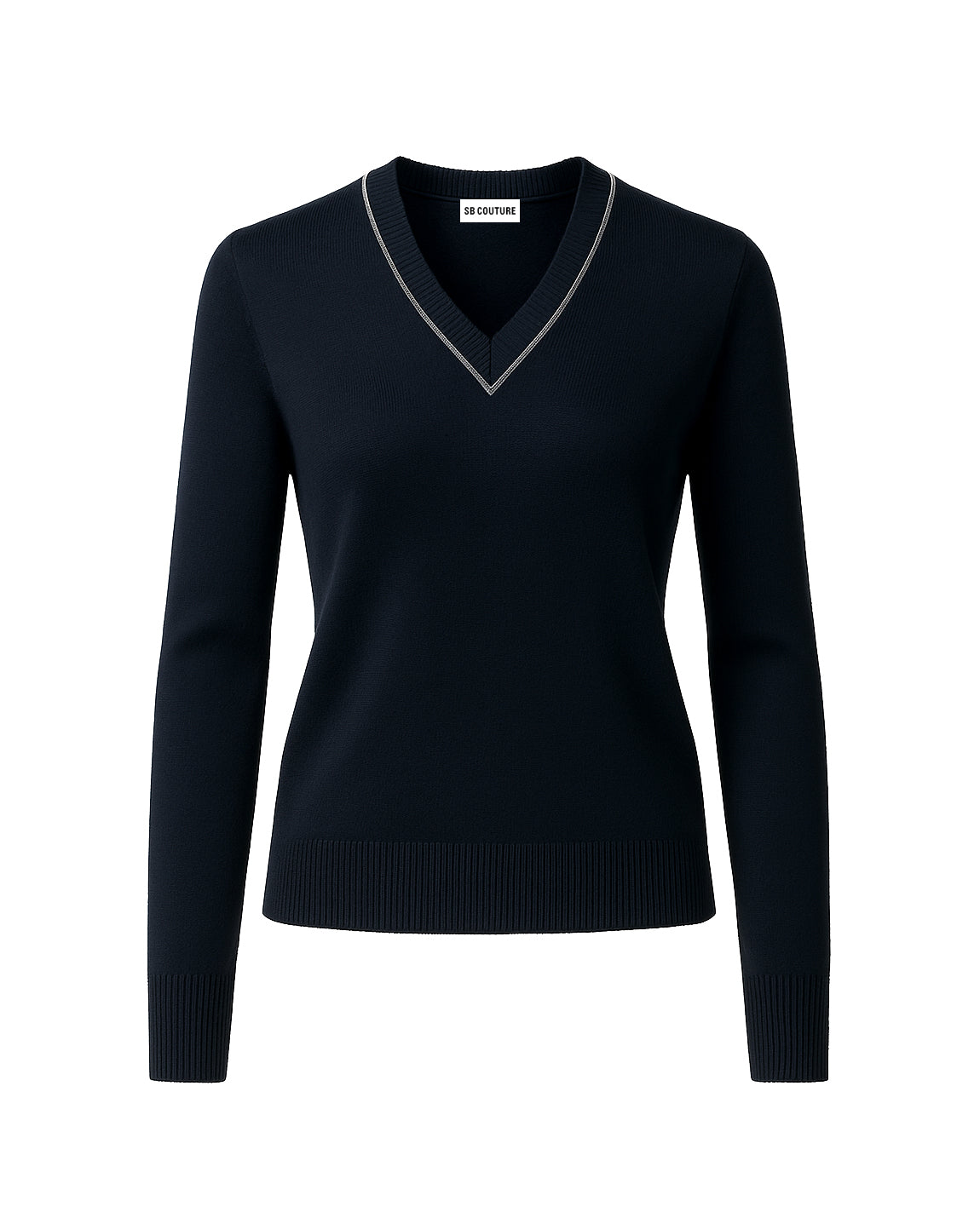 PULLOVER CON SCOLLO A V unisex SB Couture dettaglio argento