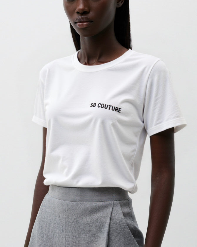 LOGO T-SHIRT SB COUTURE - maglia essential bianca cotone maniche corte