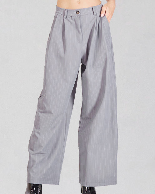 PANTALONI FULL LENGTH GESSATI grigio SB Couture