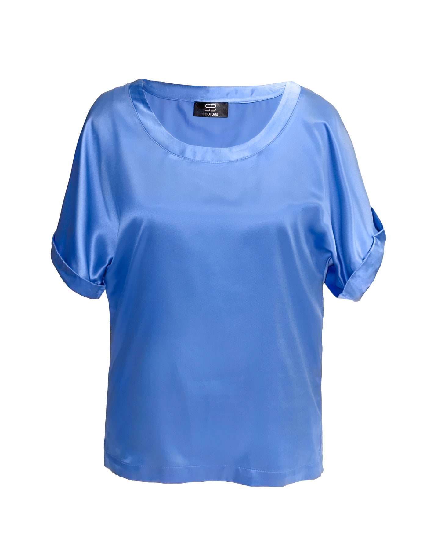 T-shirt azzurra di seta made in Italy SB Couture