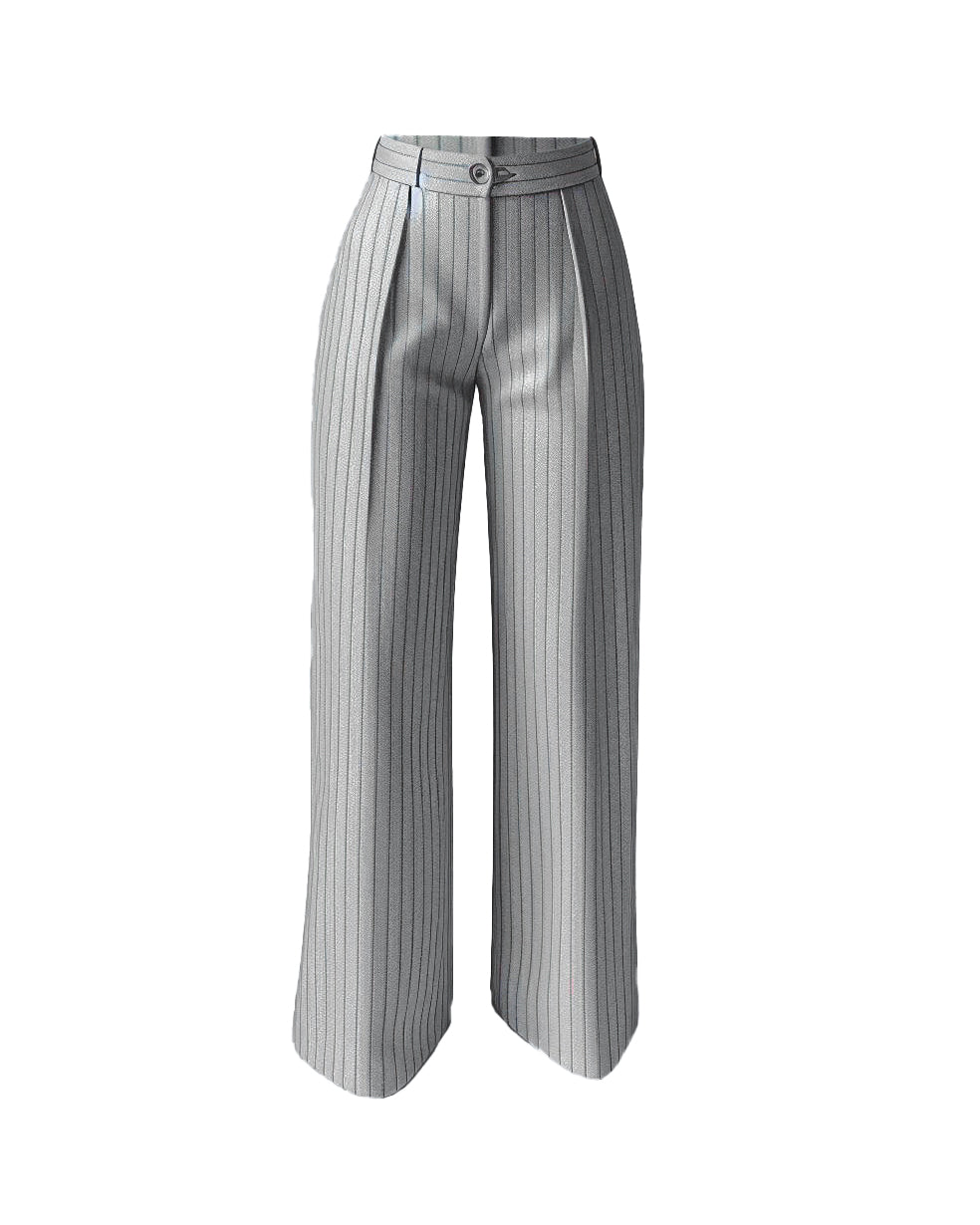 PANTALONI FULL LENGTH GESSATI grigio SB Couture