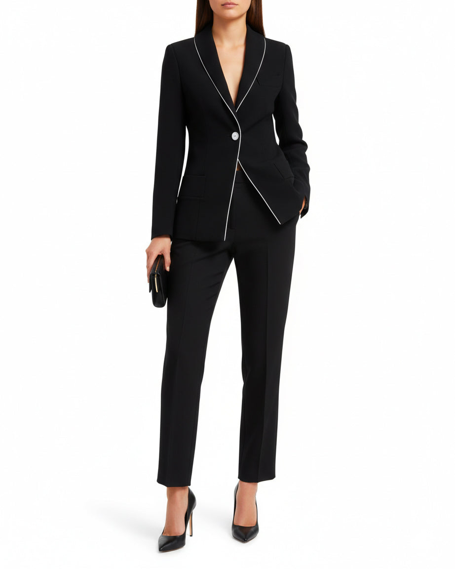 Giacca bianca e nera sartoriale made in Italy monopetto SB Couture