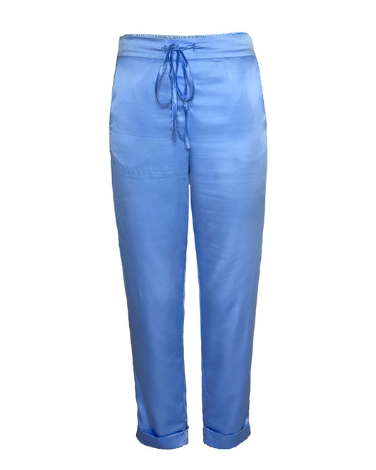 Pantalone azzurro di seta made in Italy SB Couture