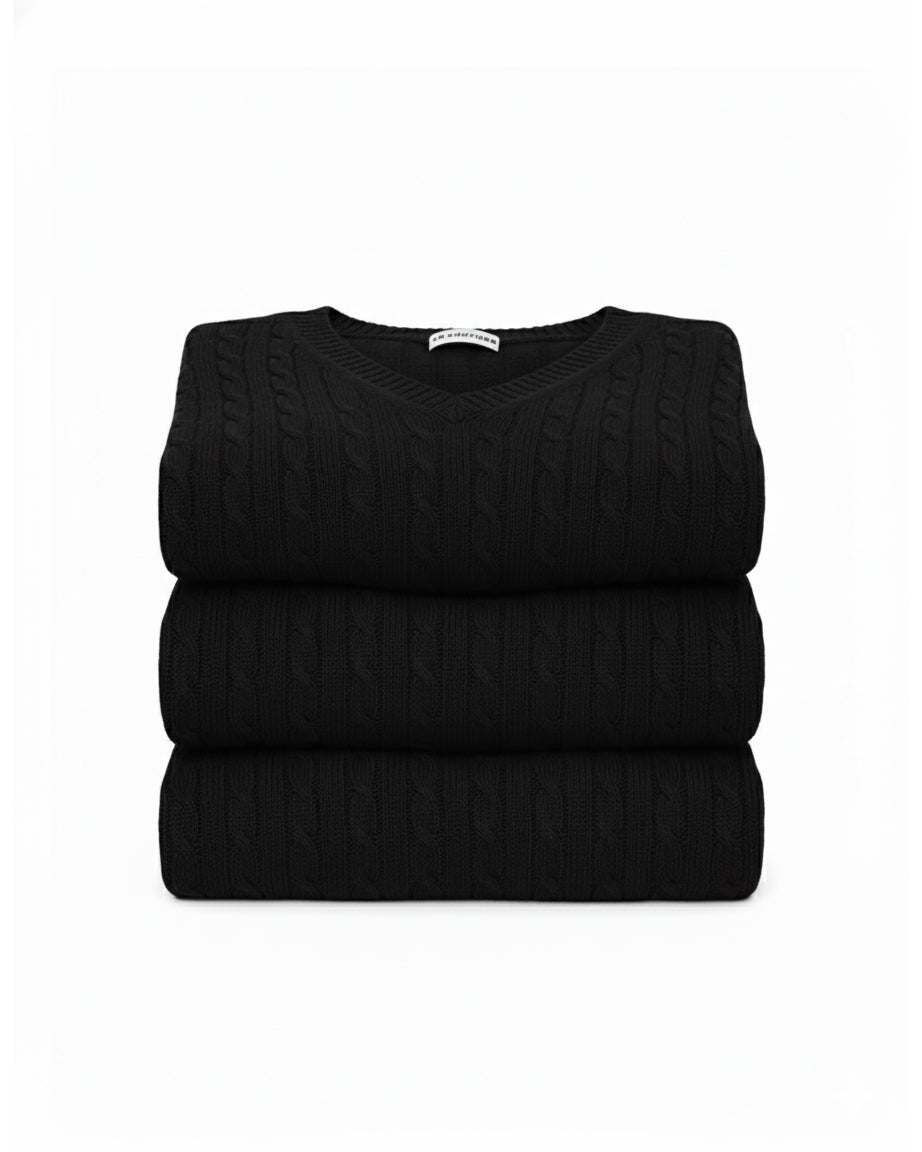 Maglia Cortina Pullover Scollo a V Trecce SB Couture Lana Seta Cashmere Knitwear Maglieria Made In Italy 