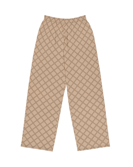 SB Couture MONOGRAM WIDE LEG PANTS - Beige - unisex pantaloni lunghi stampa all over pattern