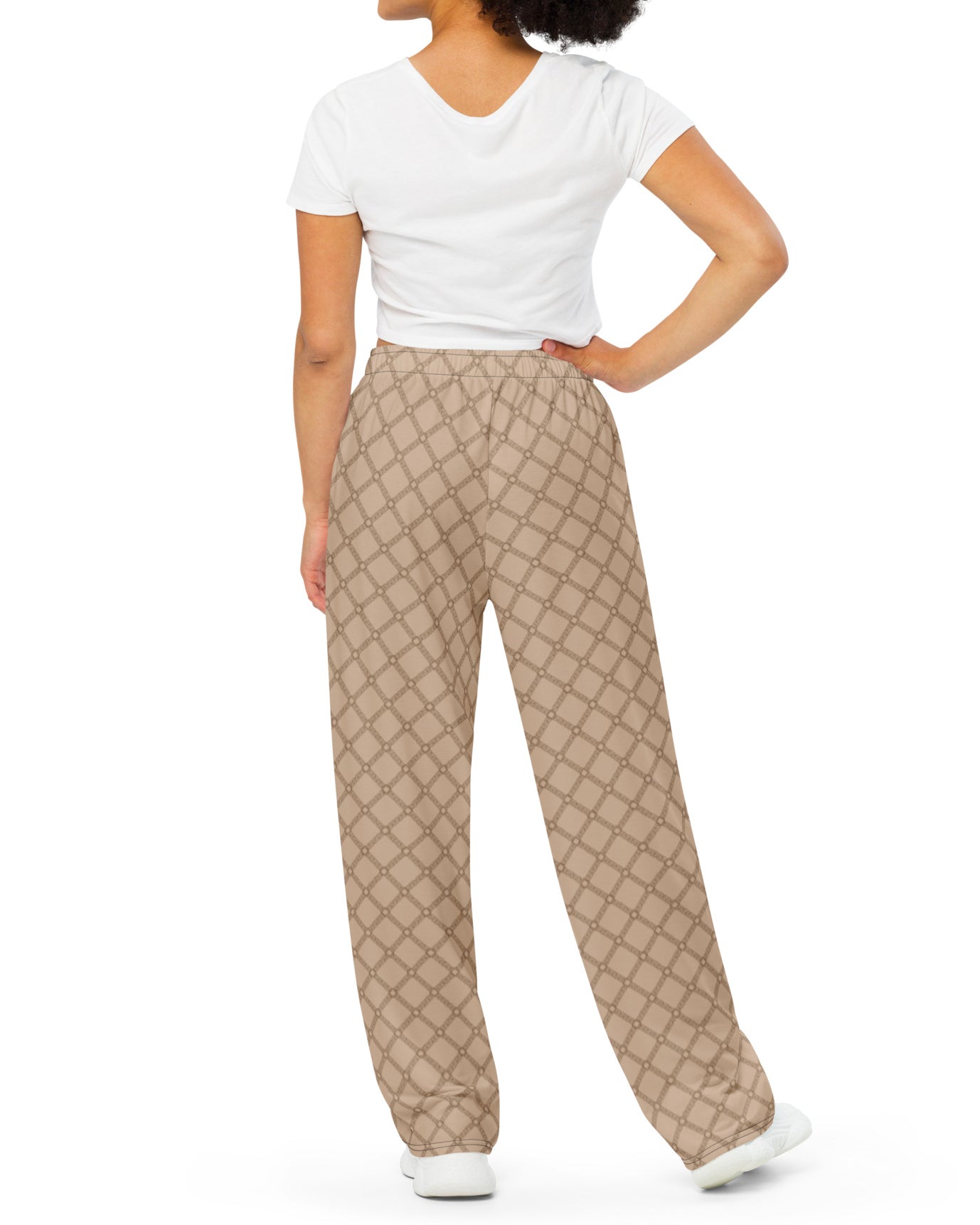 SB Couture MONOGRAM WIDE LEG PANTS - Beige - unisex pantaloni lunghi stampa all over pattern