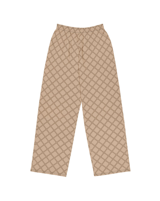 SB Couture MONOGRAM WIDE LEG PANTS - Beige - unisex pantaloni lunghi stampa all over pattern