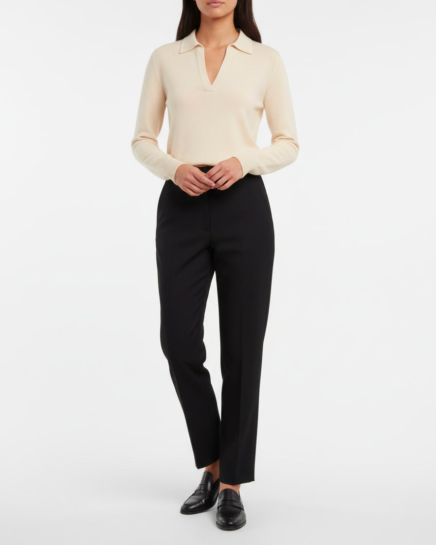 SB Couture Polo Buttonless Senza bottoni scollo a v, pura lana merino extrafine, made in italy, maglieria, maglia sartoriale, knitwear, Tollegno 1900 