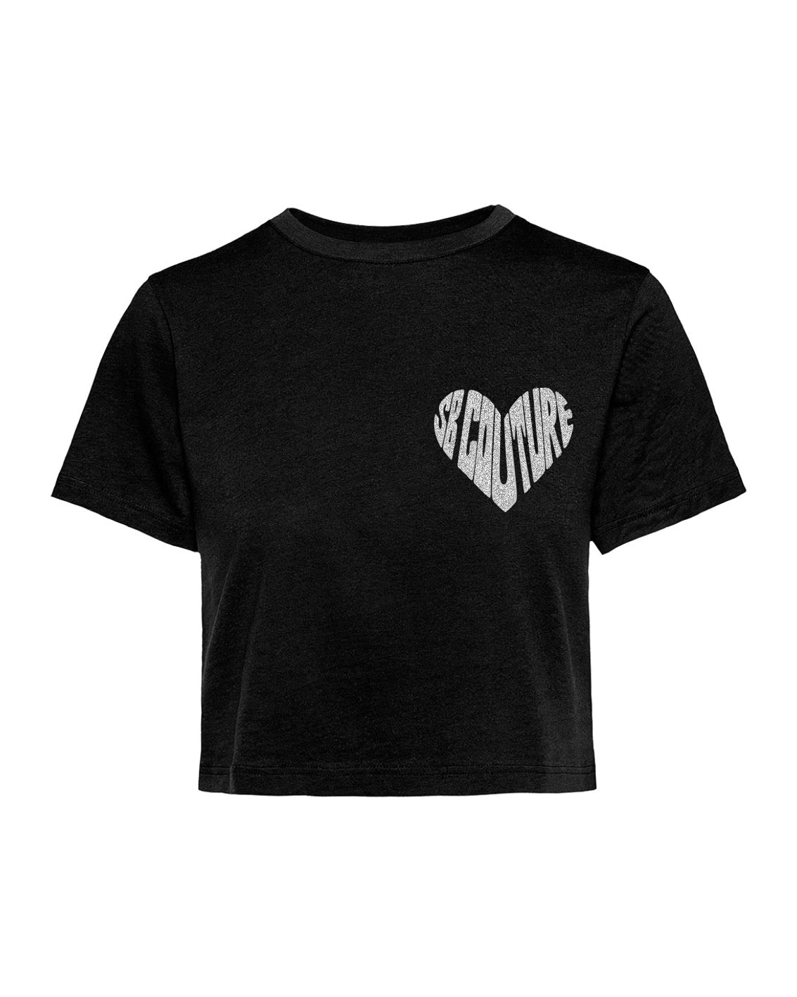 t-shirt love cropped nero