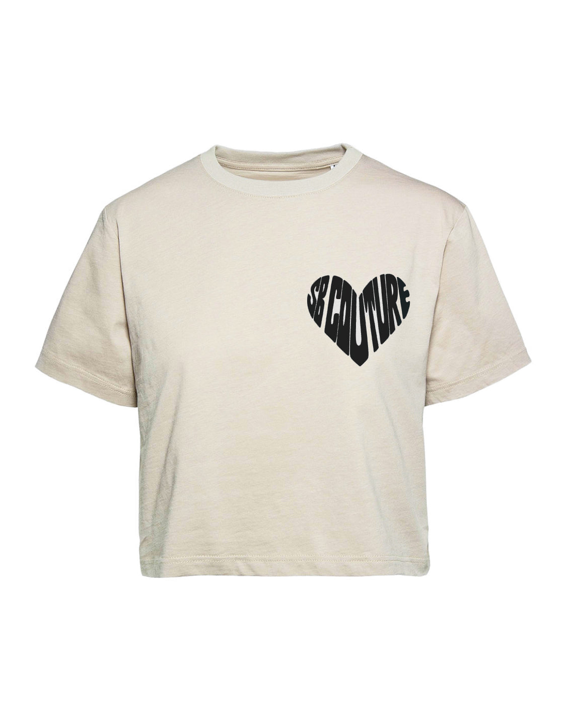 T-shirt love cropped sabbia