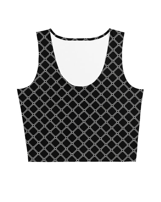 SB Couture MONOGRAM CROP TANK - Black (Nero) - Top Corto stampa all over pattern