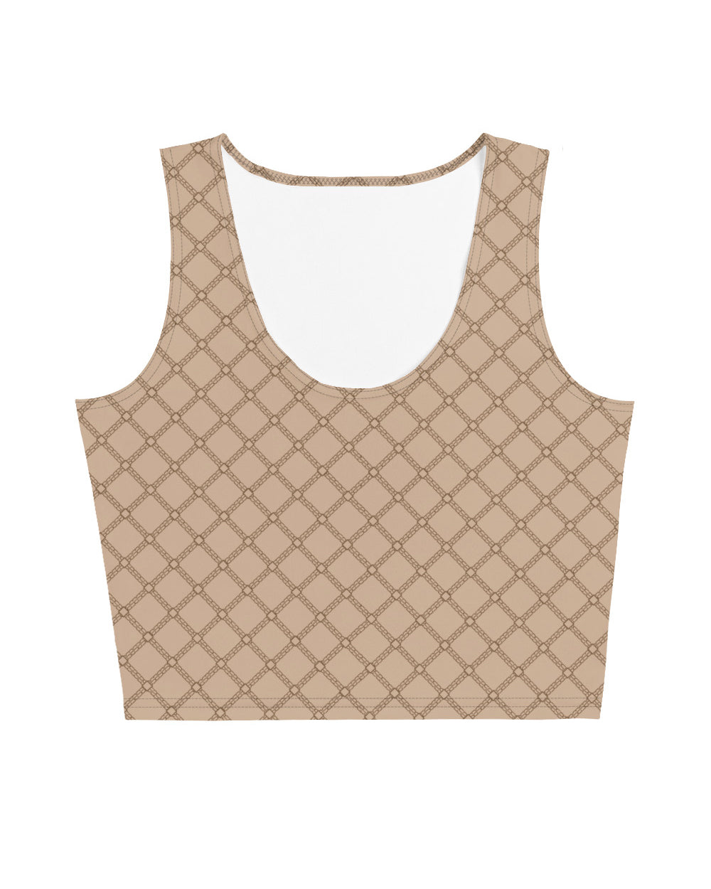 SB Couture MONOGRAM CROP TANK - Beige - Top Corto stampa all over pattern