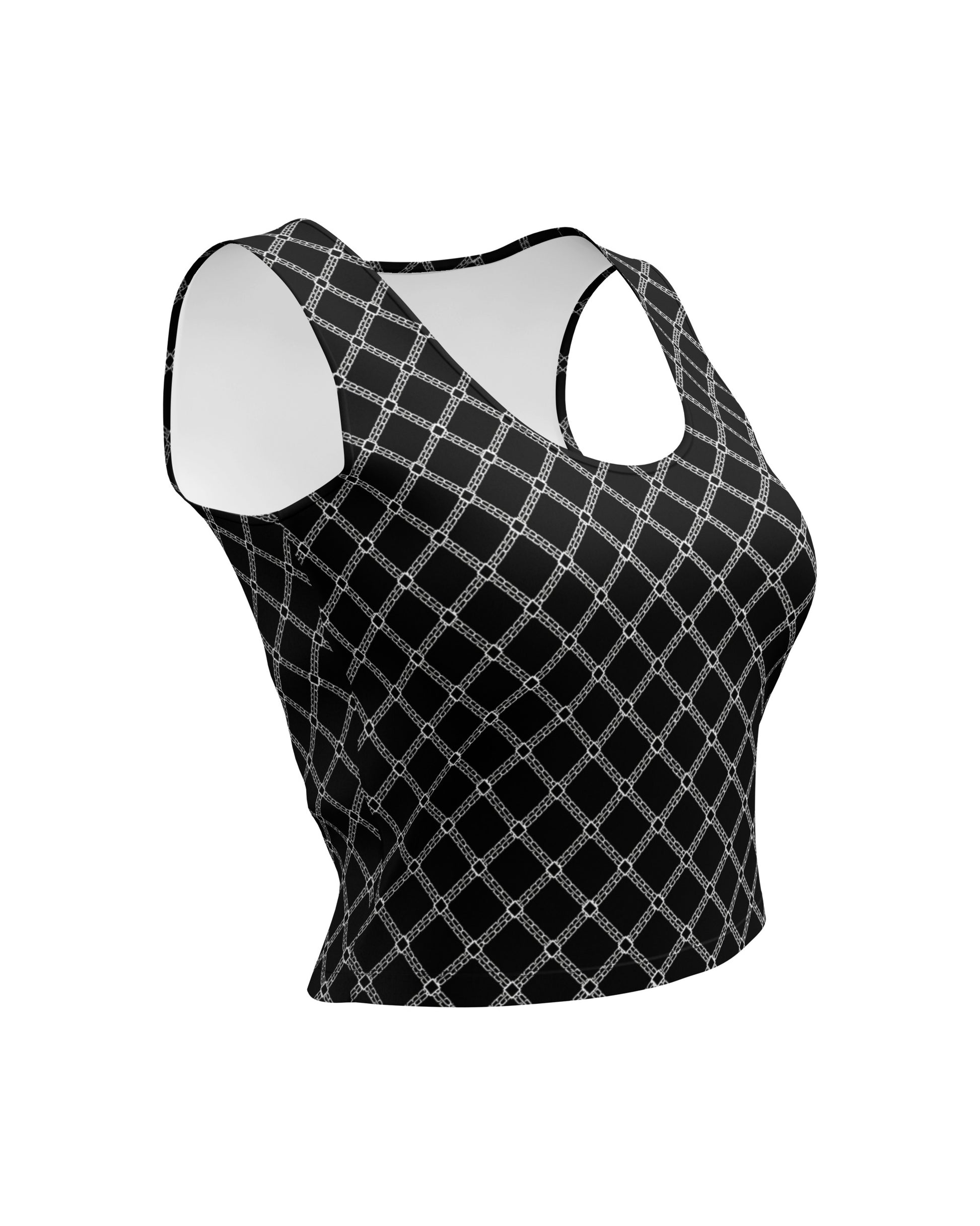 SB Couture MONOGRAM CROP TANK - Black (Nero) - Top Corto stampa all over pattern