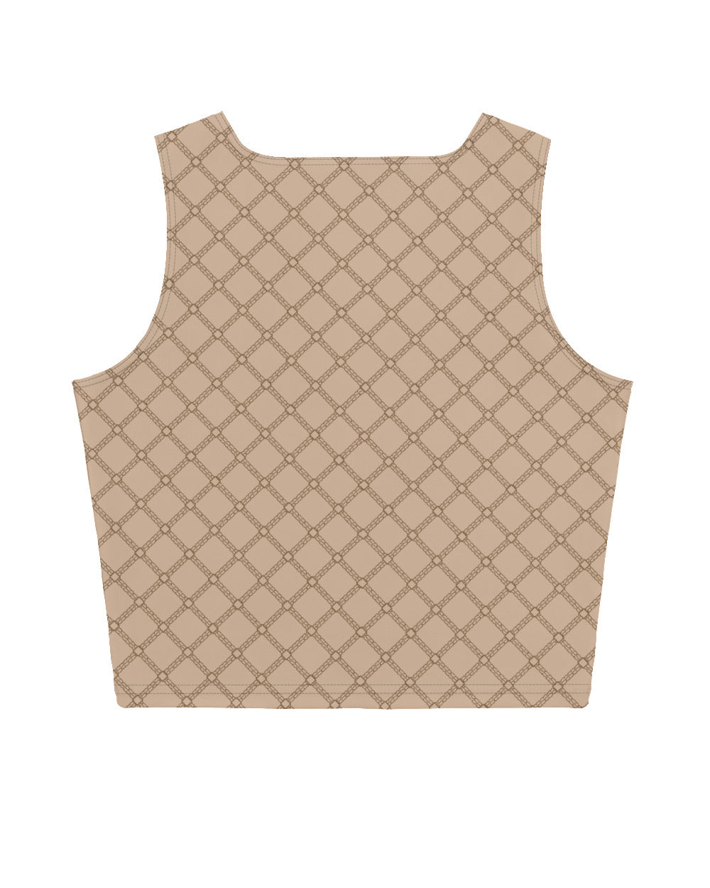 SB Couture MONOGRAM CROP TANK - Beige - Top Corto stampa all over pattern