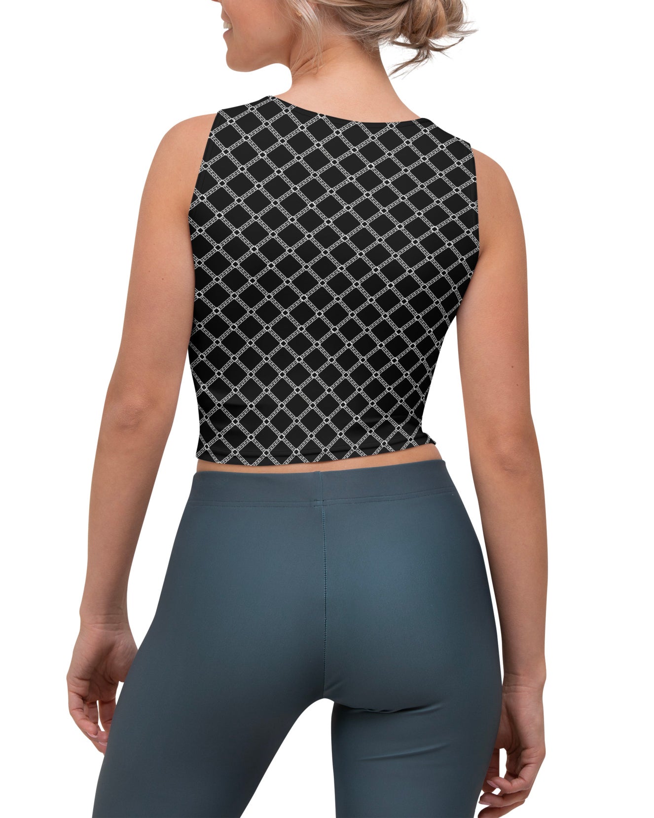 SB Couture MONOGRAM CROP TANK - Black (Nero) - Top Corto stampa all over pattern